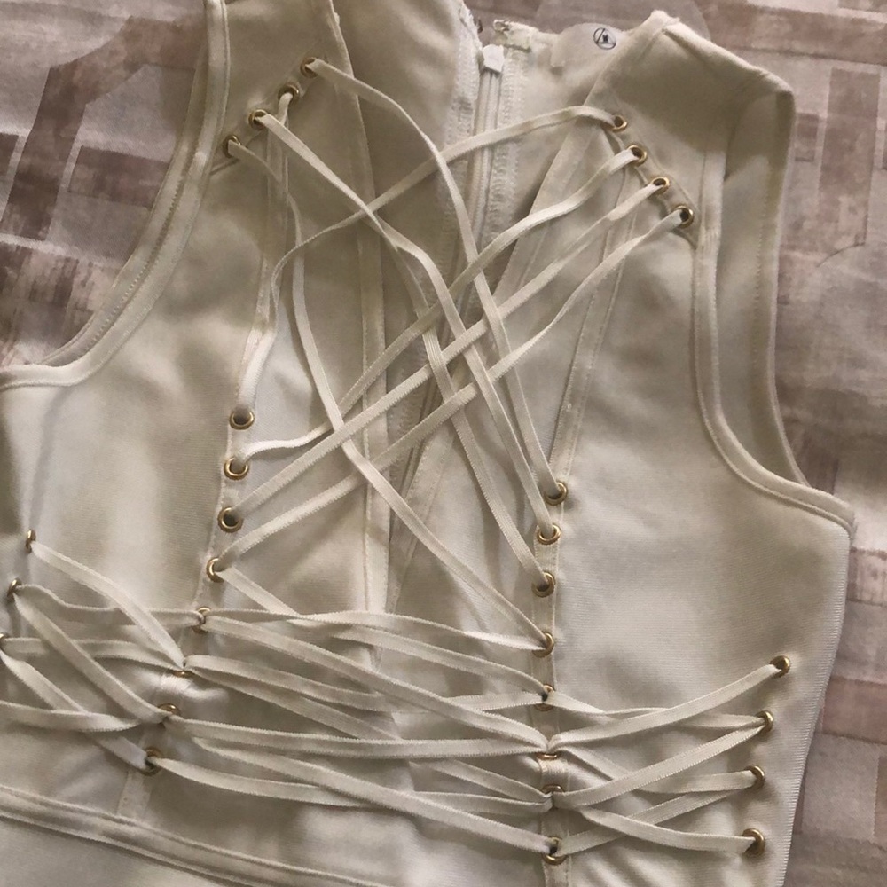 Plunging, strappy bandage dress!